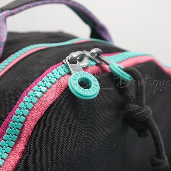 Kipling Seoul Backpack Laptop Travel Bag KI4215 Polyester Rainbow Fun Jet Black main image 8